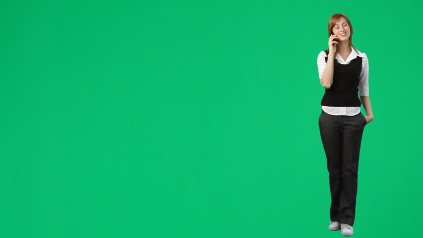 Woman on a telephone - Green Screen