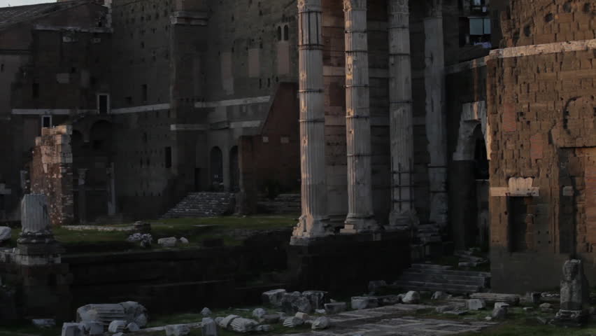 View of the several columns, part of the Roman Forum ruins