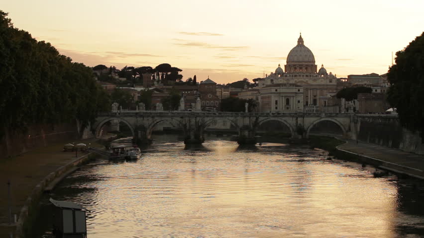 Banks of Tiber, Ponte Sant'Angelo and St Peter's