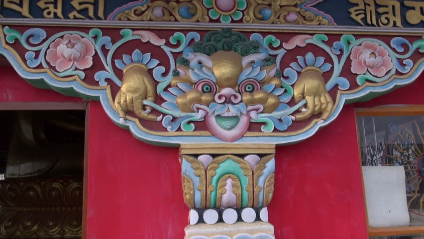 buddhist temple painted ornate decoration in Dharamsala, India