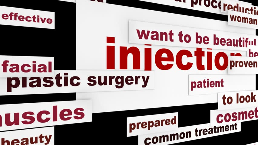 Injection plastic surgery creative message animation. Wrinkle reduction medical concept