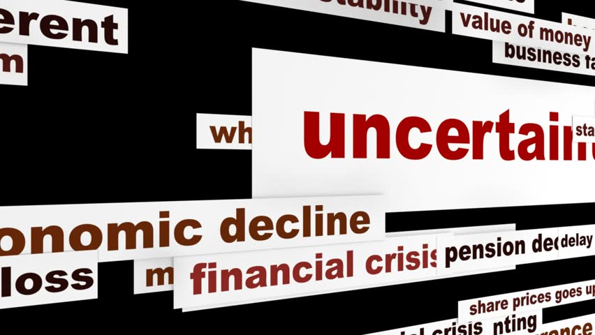 Uncertainty financial message design. Risky business investment conceptual animation