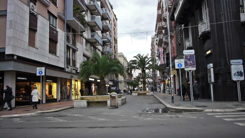 BARI, ITALY - December, 19: City street in a winter day on December, 19, 2012, Bari, Italy. It is well known as a port and university city, as well as the city of Saint Nicholas