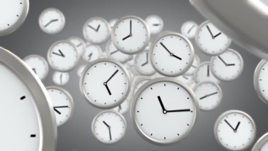 you need to hurry, background of flying time, seamless looped 3d animation