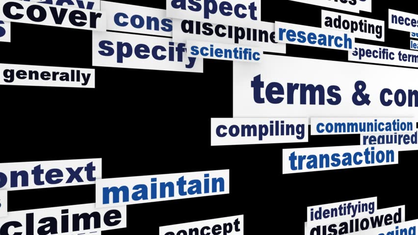 Terms and conditions word clouds design. User agreement message concept