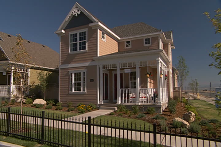 A slow dolly of an upscale urban neighborhood.