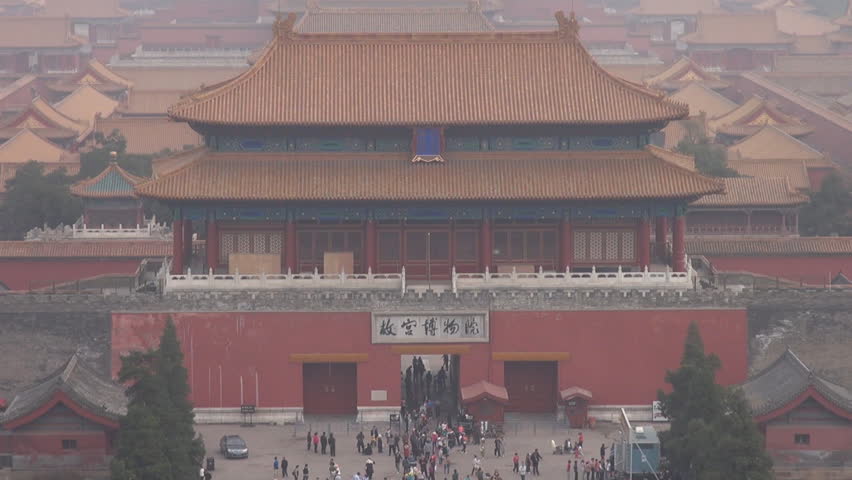 BEIJING, CHINA - APRIL 25, 2012, Fast motion of Close-up of the Gate of Divine Might,Forbidden City