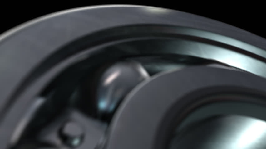 Ball Bearing Closeup
Closup Ball Bearing rotating fast and zooming out while rotating speed slowly decreases 
