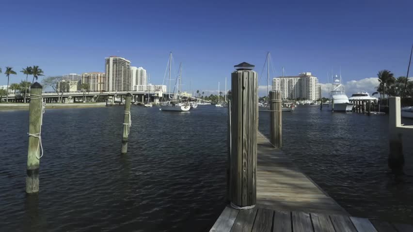 Fort Lauderdale, Florida. March 8 2013. Intra-coastal draw bridge at Las Olas boulevard on March 8, 2012. Time lapse with dolly movement.