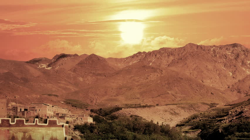 sunrise time lapse over high atlas mountains in Morocco
