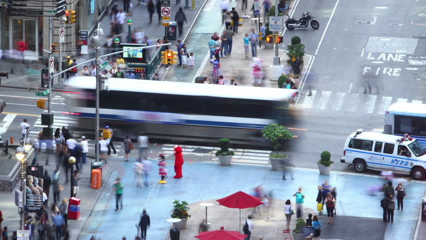 NEW YORK CITY - MAY 21: Timelapse of city traffic and pedestrians, on May 21, 2012 in New York, NY