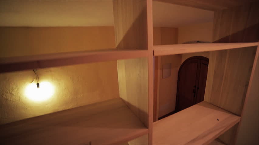 Simple decoration of empty shelves made of  wood in the new house