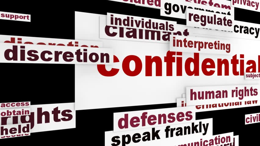 Confidential word clouds message. Restricted data concept
