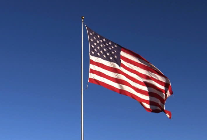 A real American Flag waving.