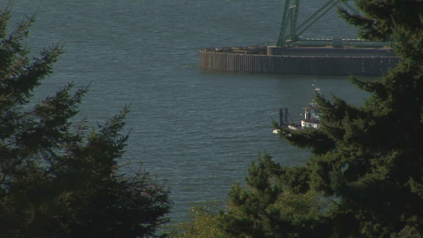 Tugboat passing in Columbia river, OR