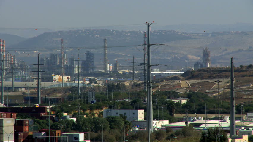 Israel -CIRCA 2012: Haifa industrial zone and oil refineries