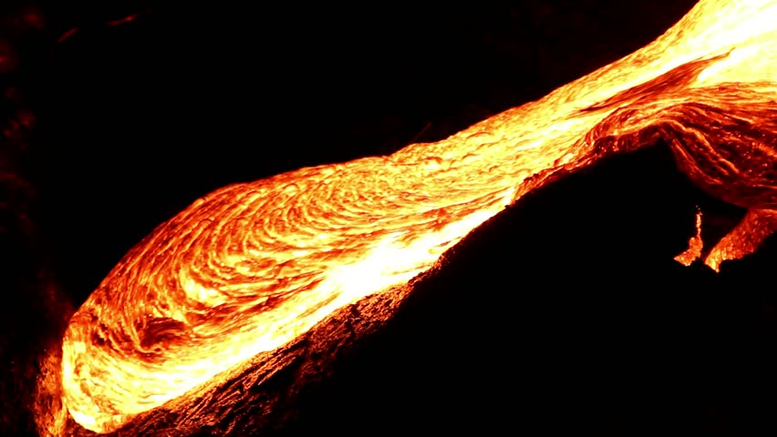 Lava flow at night, Hawaii