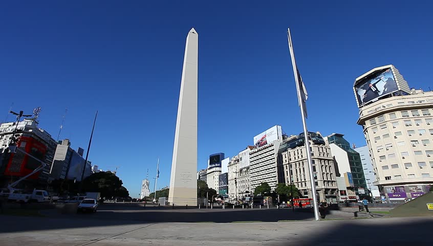 BUENOS AREAS ARGENTINA APRIL 13:Obelisco Avenida 9 de Julio is a wide avenue in the city of Buenos Aires, Argentina. Its name honors Argentina's Independence Day, July 9, 1816. on April 13, 2013