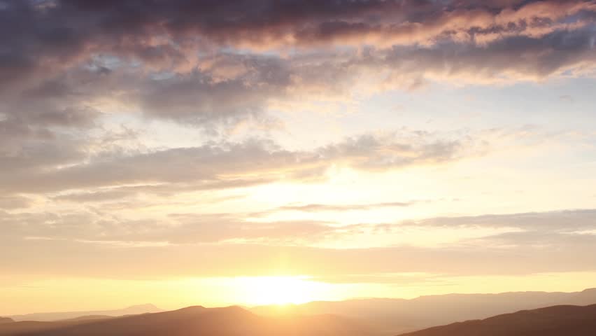 Timelapse sunrise in the mountains. Cave city Mangup-Kale, Crimea, Ukraine XIV-XVIII centuries
