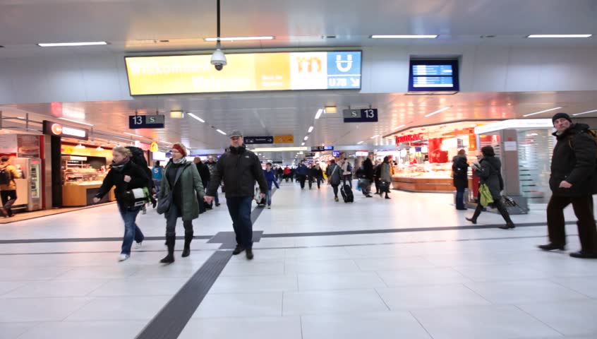 DUSSELDORF, GERMANY â MARCH 8: The Central station offers all modes of rail transport and is frequented by more than a quarter million passengers per day. March 8, 2013,  DÃ¼sseldorf, Germany

