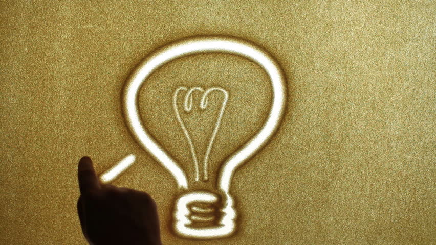 Lamp, drawn by a finger on sand, Sand Painting 