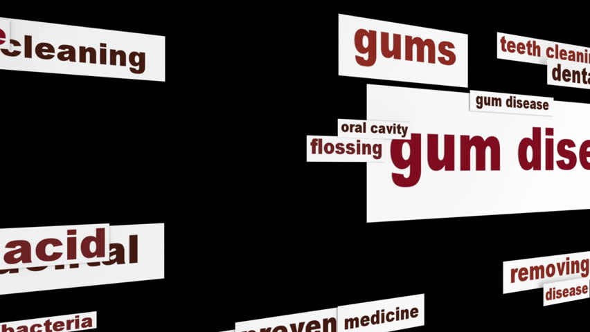 Gum disease medical words message concept. Dental disease animation