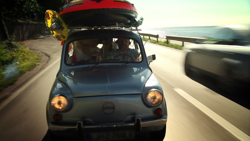 Family on their way to summer holiday
