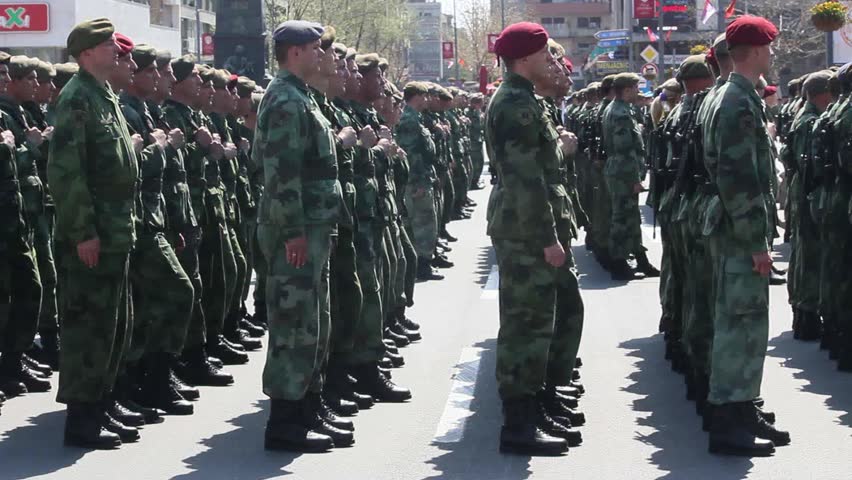 KRUSEVAC, SERBIA - APRIL 17 2013: Serbian military parade