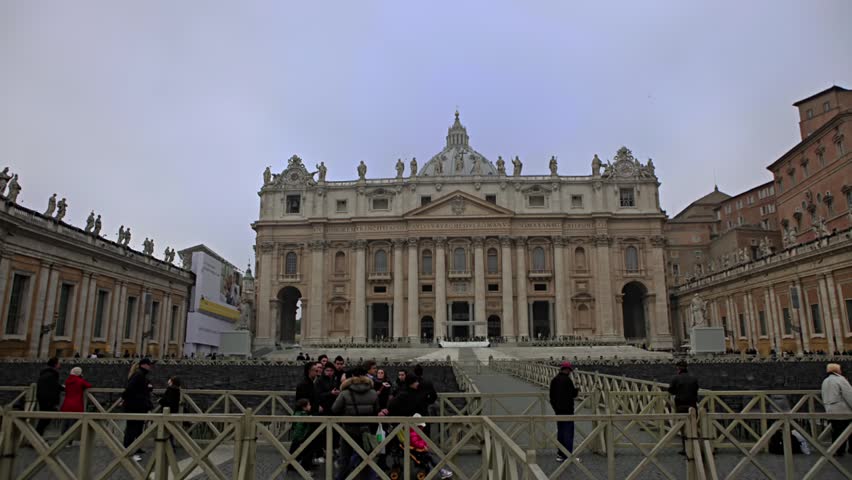 ROME - CIRCA 2009: Night to day motion controlled time-lapse of people walking through St. Peter's square in Rome, Italy circa 2009.