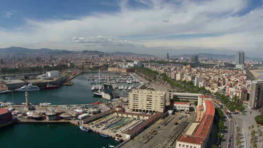 timelapse of the beautiful barcelona skyline shot from a high vantage point
