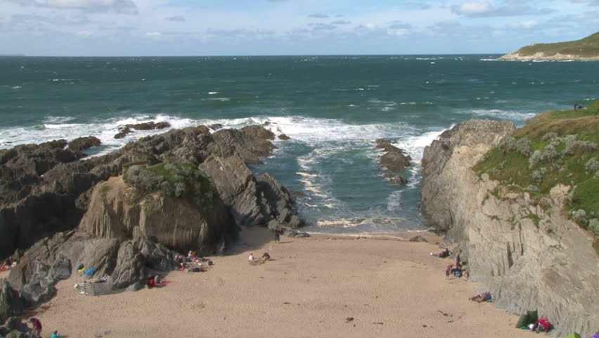 The small secluded Barricane Beach cove in Woolacombe, known as Shell Beach to the locals.