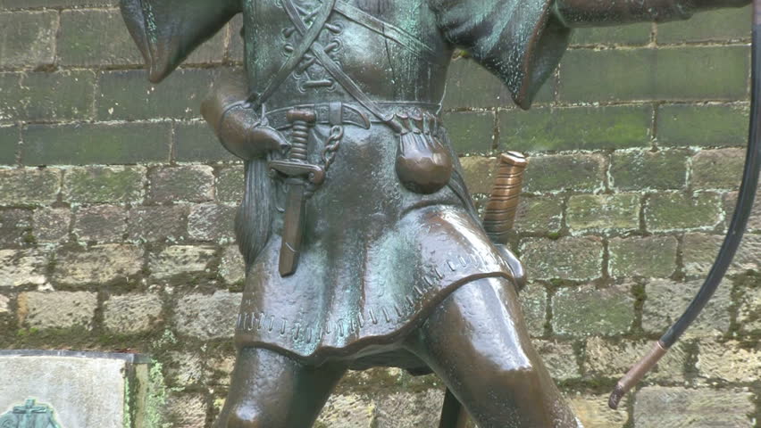 A statue of the legendary figure of Robin Hood, in Nottingham city centre.
