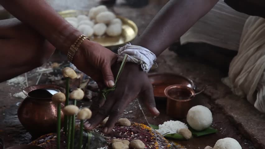 India, Hampi - 31 December 2012 : Mysterious rite in Hampi