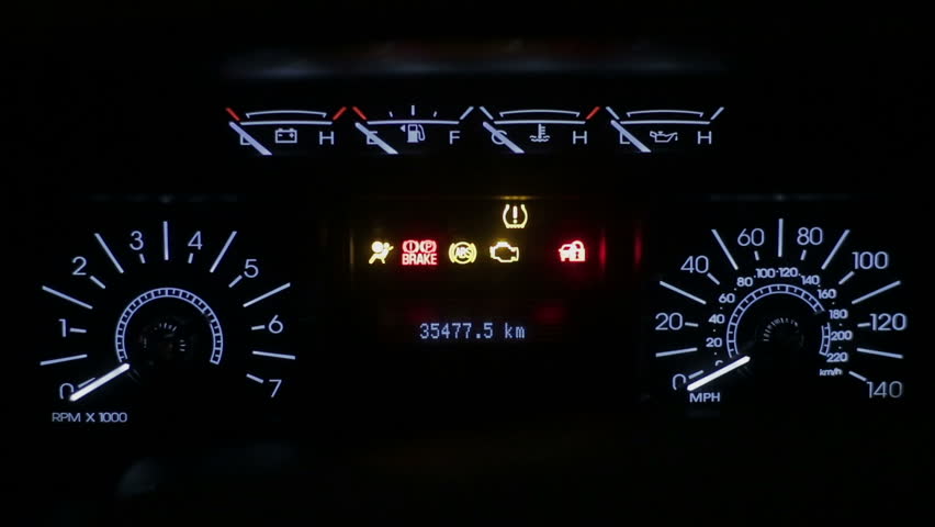 Dashboard of a car on and off
