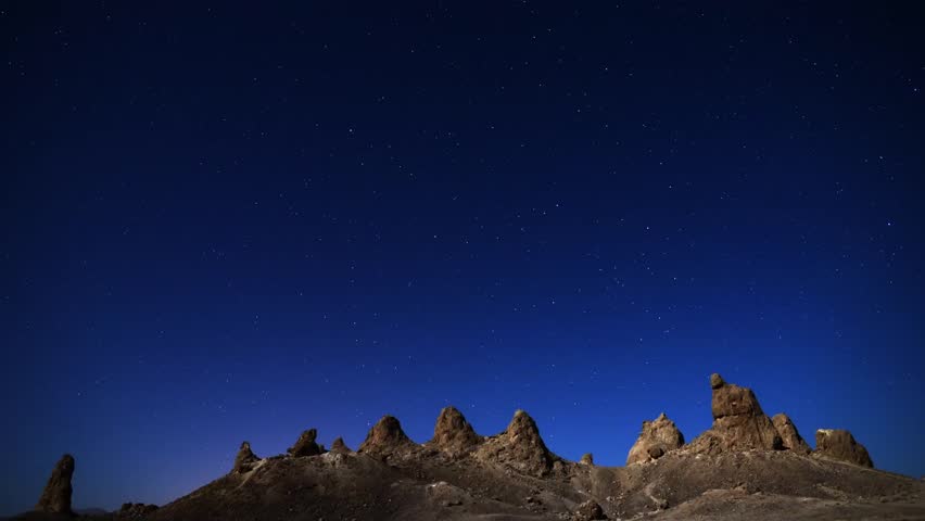 Astrophotography Time Lapse Star Trail over Pinnacles