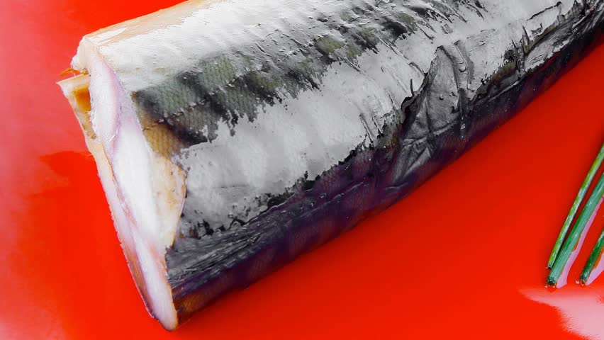 fish on red plate with lemon and caviar 1920x1080 intro motion slow hidef hd
