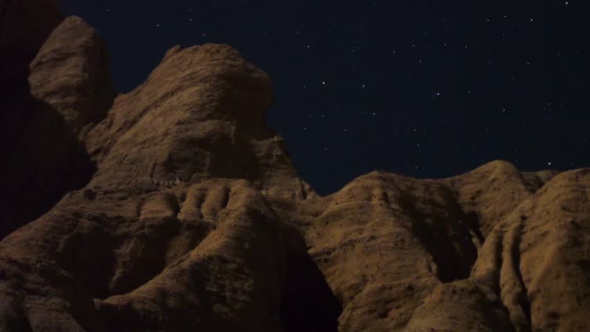 Astrophotography Time Lapse Moonshadow across Sandstone Pan