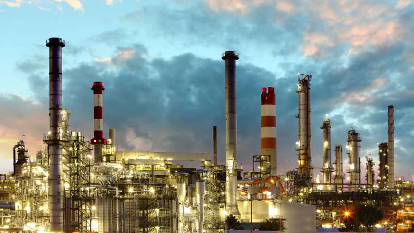 Oil Industry - Refinery plant - time lapse
