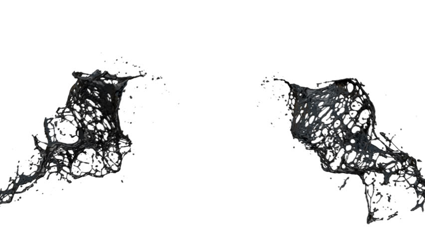 black paint splashes in slow motion, isolated on white (FULL HD)