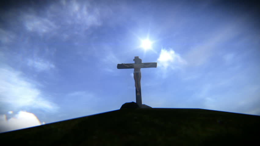 Aerial view of Jesus crucified
