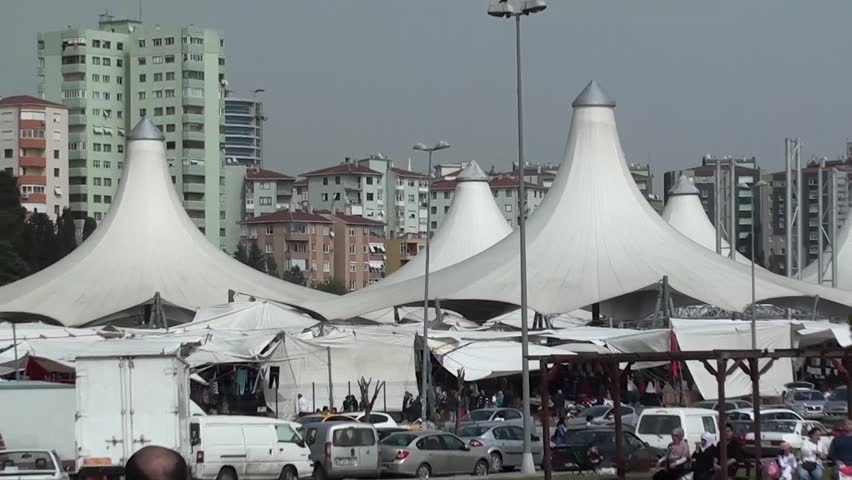 PENDIK, ISTANBUL, TURKEY â April 2013: View on the public market place, zoom out