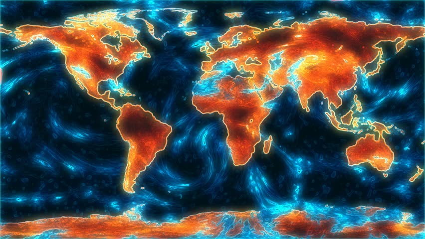 A representational or scientific sci-fi map of Earth, with ocean currents or cloud movement. Earth images courtesy of NASA http://visibleearth.nasa.gov/ 