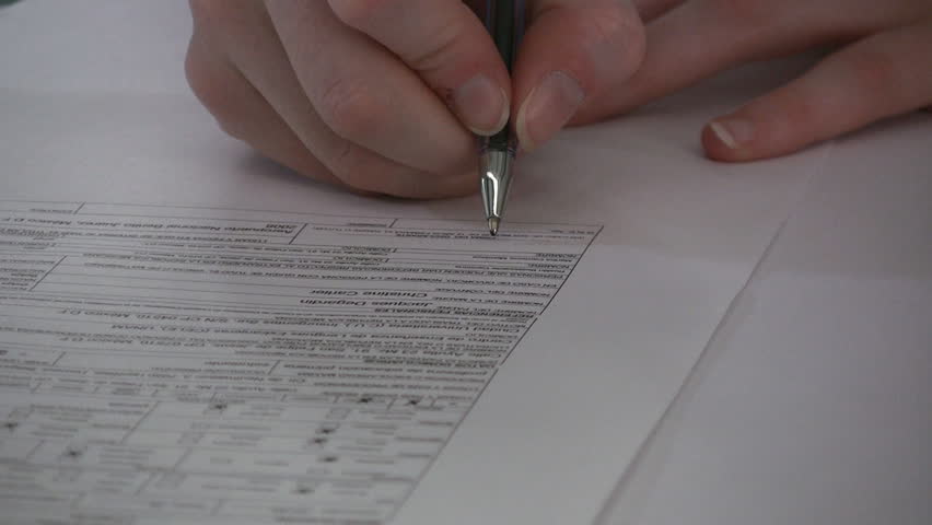 filling out an application