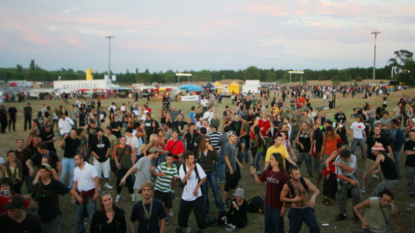 crowd dancing at electromind festival, montpellier