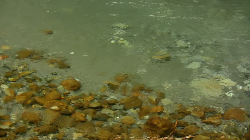 Tropical teal colored river flowing over a rocky/sandy riverbed. Shot in HD 1080i.