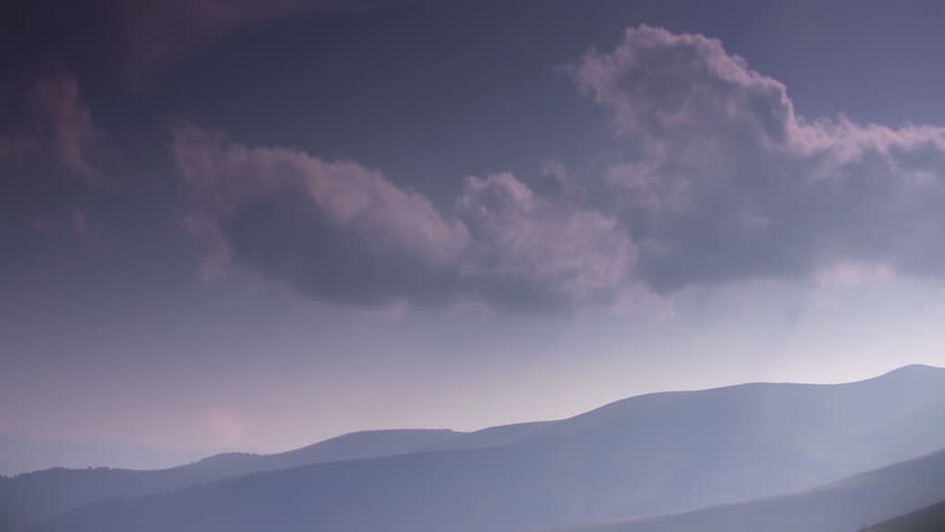 Dramatic sky in mountains. Wonderful clouds quickly change forms. Ukraine, Carpathians. Timelapse, HD 