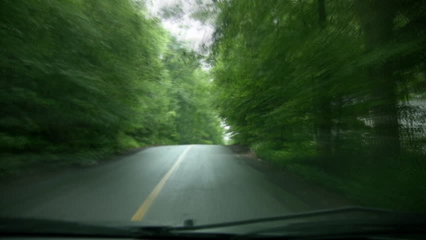 Speedy green drive. Sped-up footage of very twisty country drive in Quebec, Canada.  