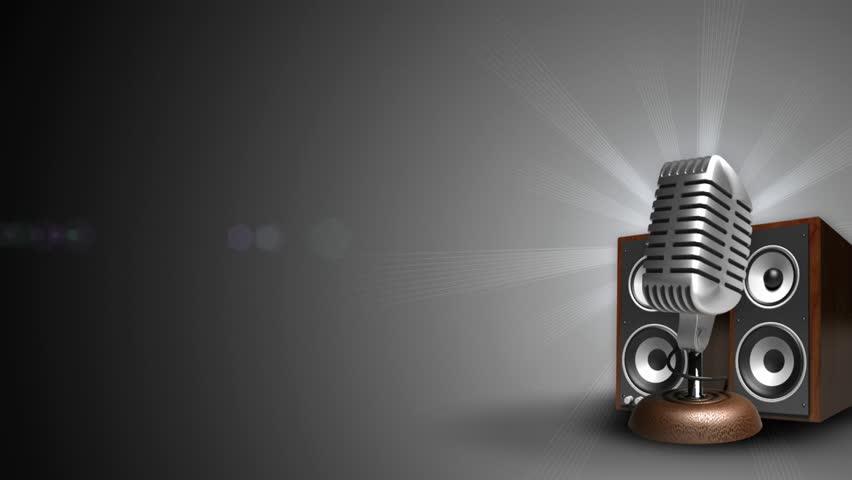 background with microphone and speakers, loop