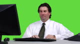 Young businessman taking a phone call - green screen version