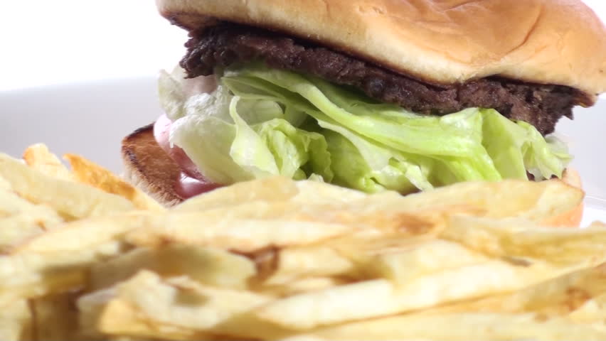 Unhealthy burger and fries